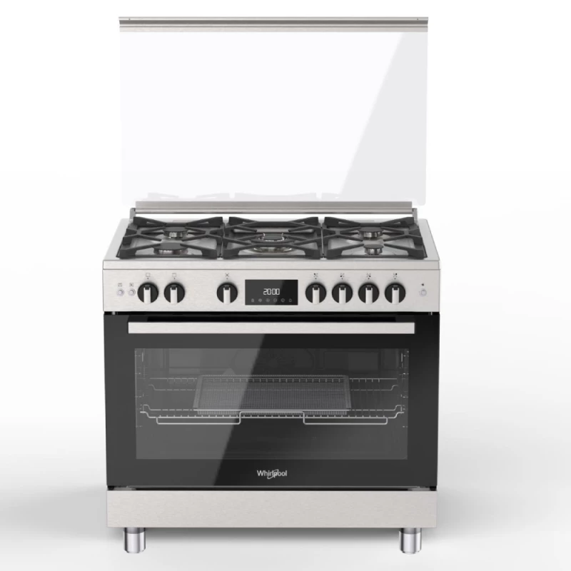 Whirlpool Free Stand Gas Cooker Full Safety 90cm Soft Close LCD Catalytic Stainless Steel - ‎Whirlpool